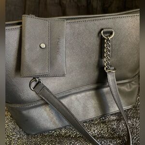 Calvin Klein Black Tote with Silver Chain Handles